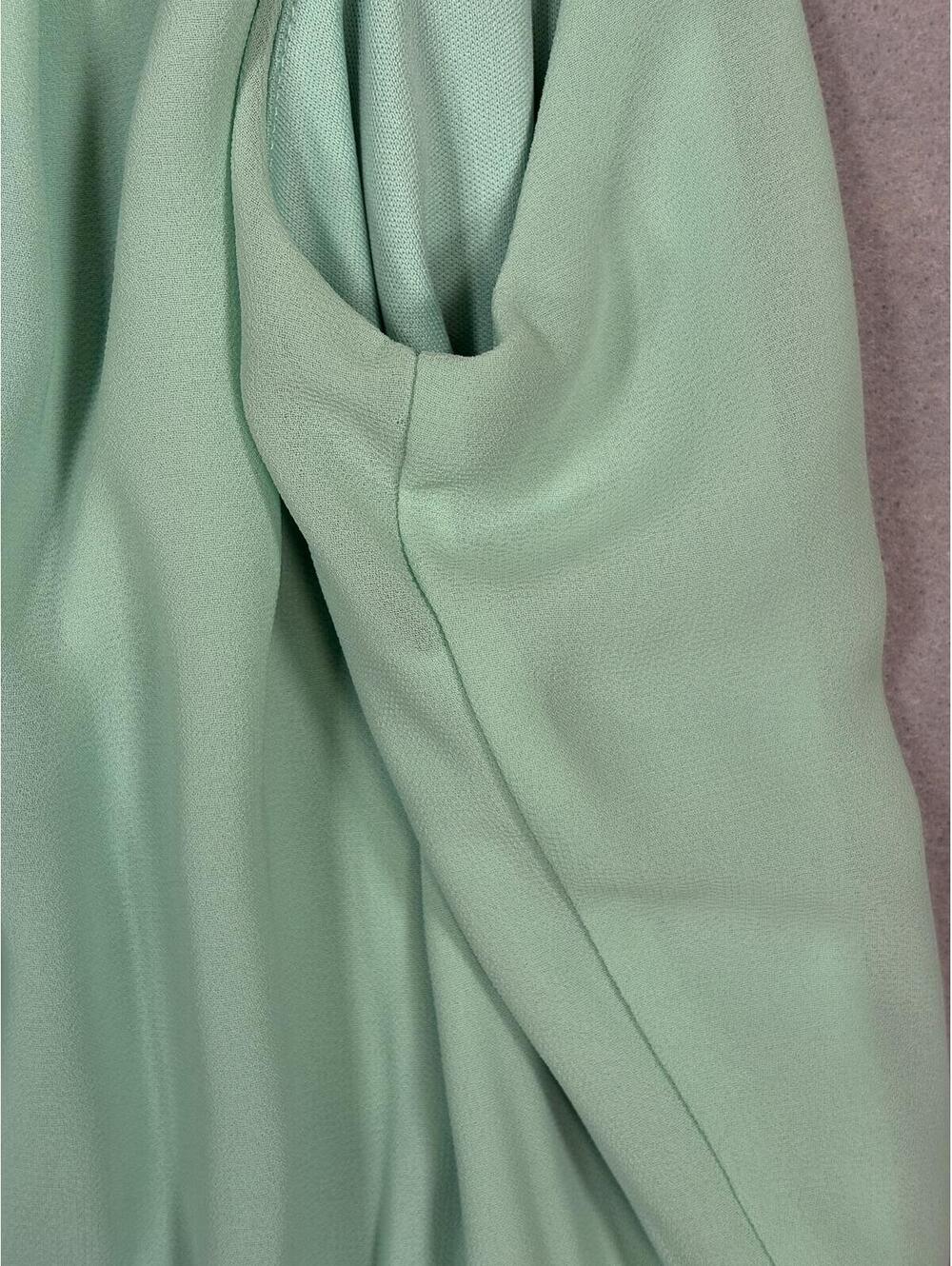 Dina Be Mint Green Chiffon Fit & Flare Dress Lace Hem Sleeveless Halter Size M - Picture 5 of 11